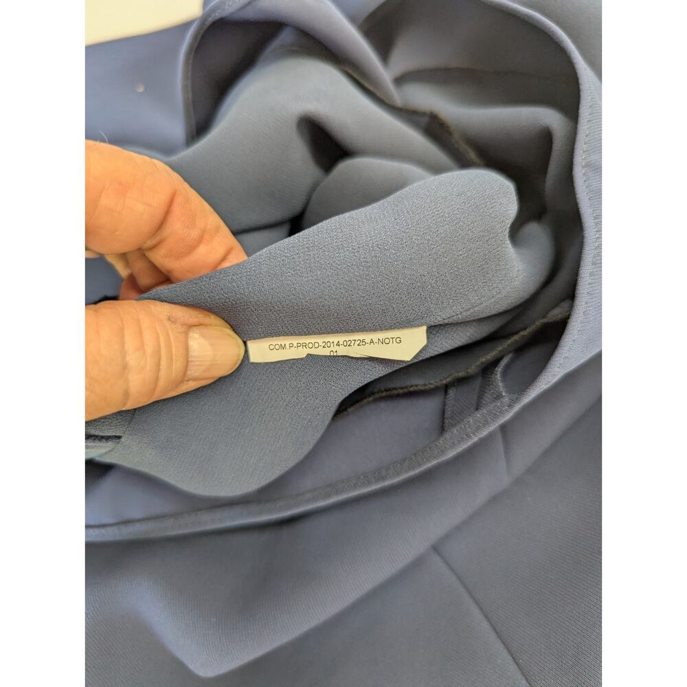 Emporio Armani Navy Blue Sleeveless Shift Dress Pleated Front,Size Cut Off, 12 - Picture 7 of 14